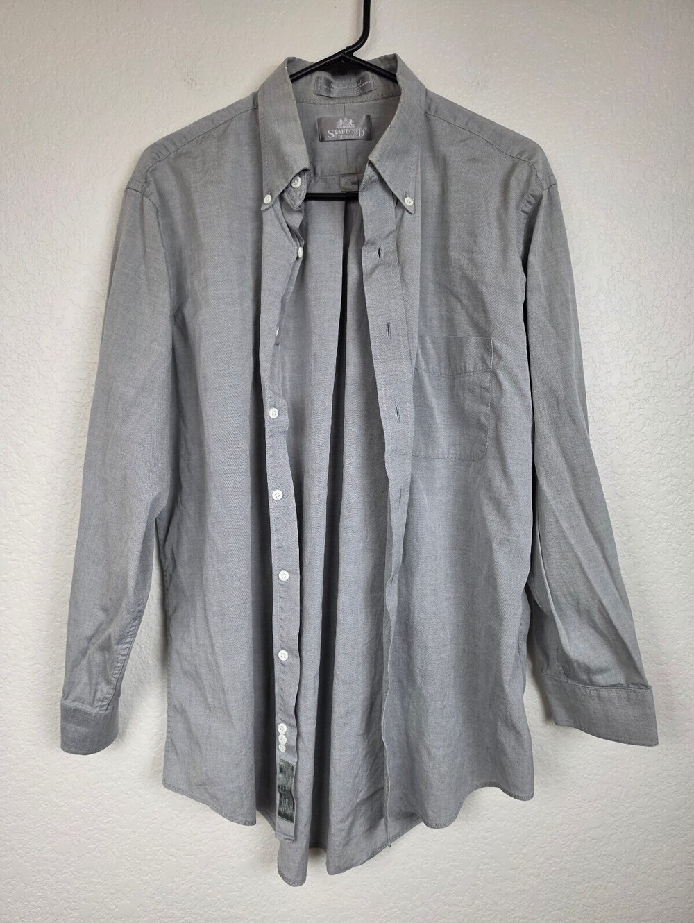 Stafford Men's 80's Style Gray Button-Down Shirt Size 16